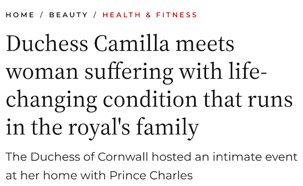 Duchess Camilla meets woman suffering with life-changing condition