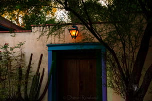 Blue door arch in Barrio Viejo in Tucson Arizona