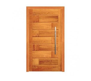 a wooden door with a wooden door and a metal handle