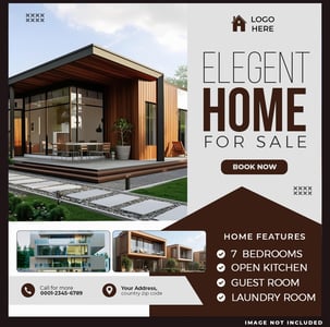 a flyer for a real estate agent in a modern home