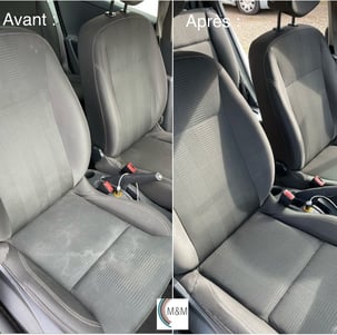 Nettoyage en profondeur de siège de voiture ford avec shampouineuse m&m services pro rouen