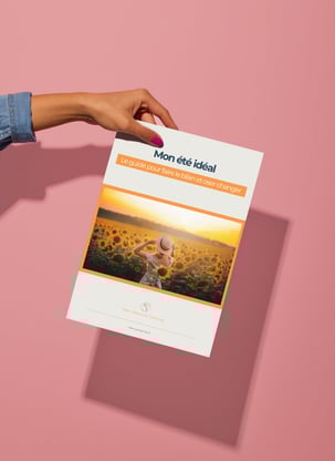 Mockup guide gratuit "Mon été idéal" pour un bilan de vie réussi et oser changer grâce au coachin