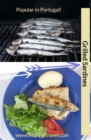 Sardines being grilled on the top pic & sardines on a plate on bred on the bottom pic 