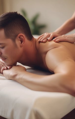 a woman getting a back massage in a spa