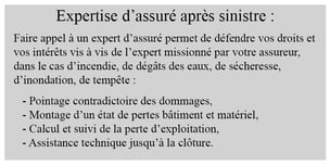Tableau explicatif de l'expertise d'assuré après sinistre