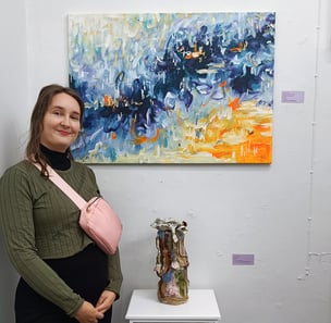 painting "oracle of truth" at Koola Art Space exhibition in Helsinki