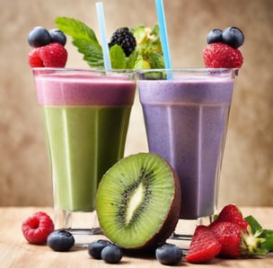 sliced lemon fruit on blue surface