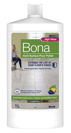a bottle of bona bona hard surface floor polish