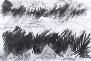 Paysage imaginaire 210625 - Fusain sur papier - 65X50 - 2025