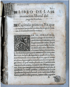 Libro de lá invencion liberal y arte del juego del Axedrez