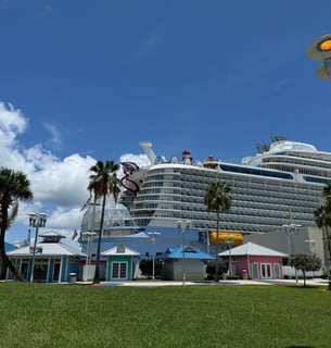 Pulling up to the cruise terminal on boarding day