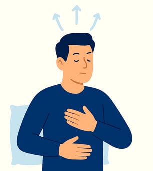 A man doing breath exercises