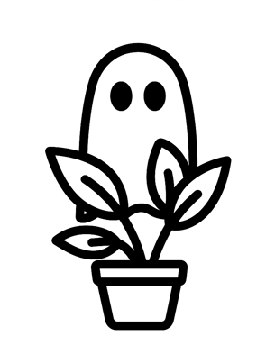 Ilustración para la Regla 1 del Manual del Escaqueo de 'Cagada Pagada': un fantasma en una maceta re