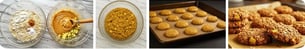 Apple cinnamon oatmeal cookie recipe steps from mixing to baking.