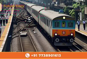 Train halted on damaged tracks with security at station
