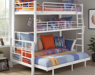 Bunk Beds with futon mattress, affiliate link.