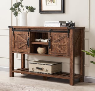 entry table with sliding barn doors 