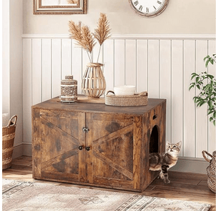 litter box cabinet brown Timberer Hidden Cat Litter Box Enclosure Wooden Cat Cabinet 