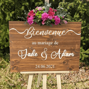 Stickers personnalisés pour panneau de bienvenue à un mariage – découpe vinyle sur mesure par 3DPM France