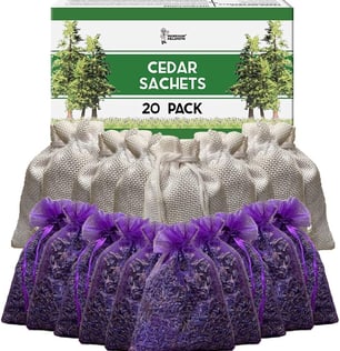 a 20 pack of cedar and lavender sachets to keep storage items fresh
