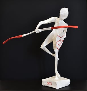 sculpture jouteur papier Sète