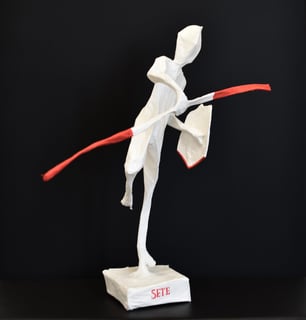 sculpture jouteur papier Sète