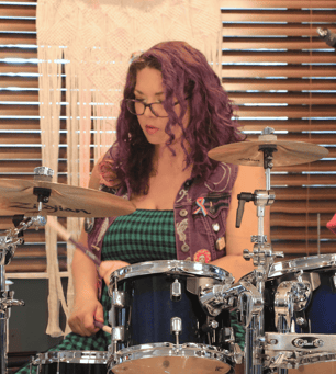 rachel playing the drums