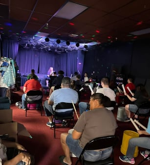Group Drumming event with stage