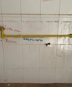 After image of gas pipe installation in kitchen