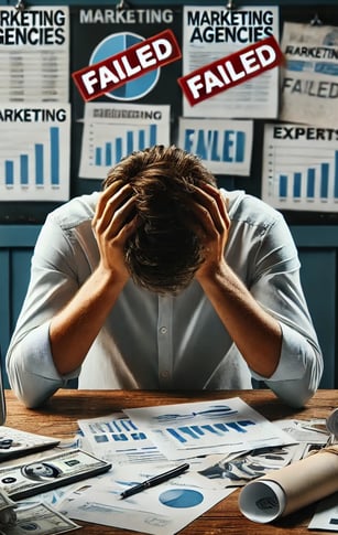 a person sitting on a desk looking overwhelmed with their head on their hands