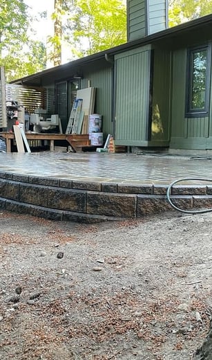 HArdscape paver patio with retaining wall