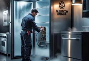 Fix Commercial Appliance technician repairs commercial fridge in Charlotte