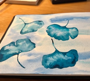 one of my many watercolour illustrations - ginkgo leaves - in a botanical style