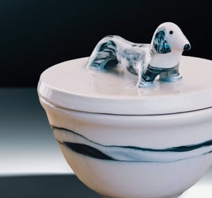 Ceramic Salt Cellar lid dachshund, Pottery sugar bowl Wiener, Dachshund Kitchen Gift, Mother's day, 