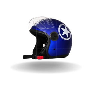DASS BOMBER Blue Open Face Helmet