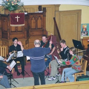 Verity Morris playing with the Aluna ensemble 