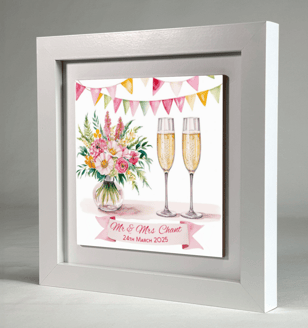 a framed personalised wedding memory tile