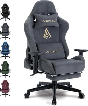 Andyou Silla Gaming Transpirable con Cojín Lumbar Ajustable, Almohada y Reposabrazos