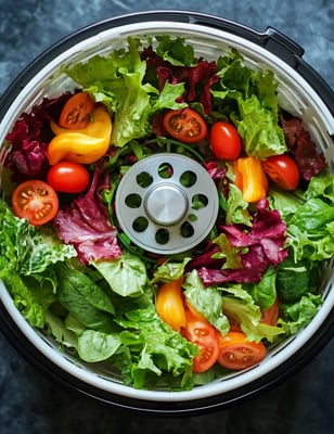 Salatschleuder um Gemüse nach dem Waschen zu trocknen