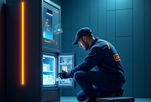 SergeComService appliance repair technician fixes commercial freezer in Charlotte