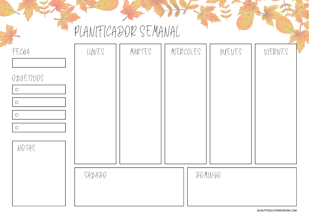 planificador semanal para imprimir gratis colores de otoño