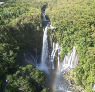 Photo with a drone of the Grand galet cascade