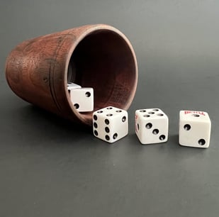 Walnut dice cup with dice