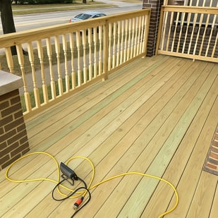 fully built front porch deck