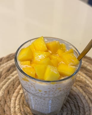 Coconut mango sago pudding