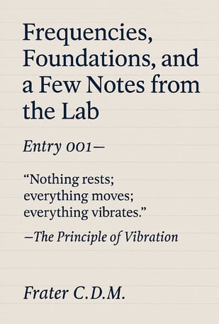 Blog title graphic reading "Frequencies, Foundations, and a few Notes from the lab" on a lined parchment background