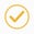 Yellow checkmark inside a circle icon symbolizing accuracy, reliability, or approval.