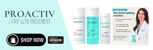 a woman with a white coat with proactiv acne medicine