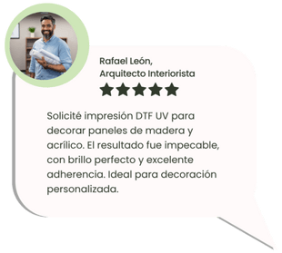 Arquitecto recomienda impresión DTF UV en madera y acrílico para decoración personalizada con Peruimpress