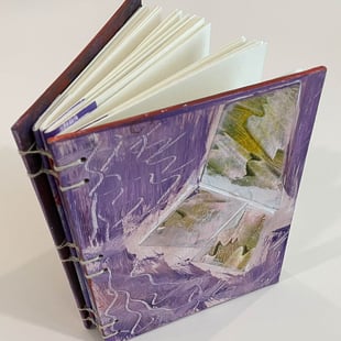 Coptic binding with hand painted acrylic - purple